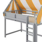 Lit mezzanine Polibi avec guirlande lumineuse LED et étagère frontale