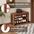 Banc à chaussures en bois massif TUYOHW 550 lb, étagère à chaussures robuste pour porte d'entrée, organisateur de chaussures multi-usage pour couloir et allée