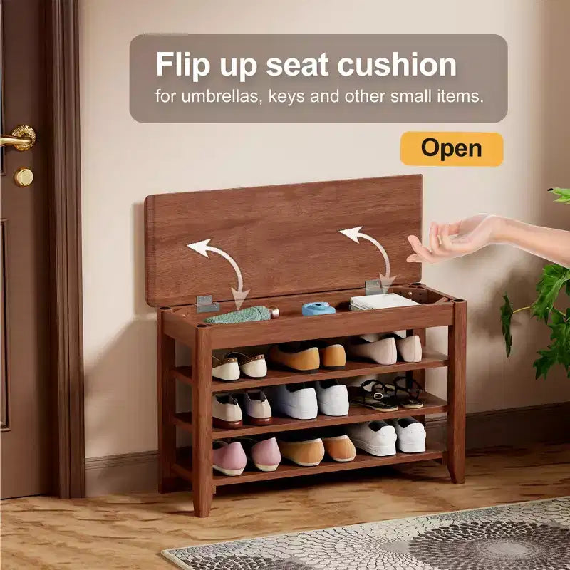 Banc à chaussures en bois massif TUYOHW 550 lb, étagère à chaussures robuste pour porte d'entrée, organisateur de chaussures multi-usage pour couloir et allée