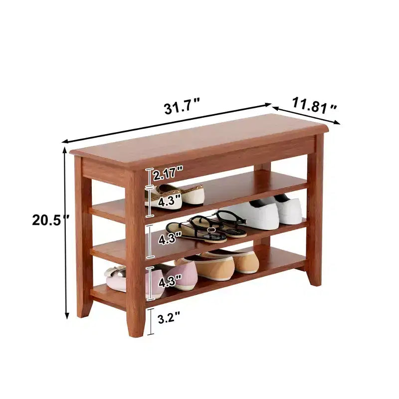 Banc à chaussures en bois massif TUYOHW 550 lb, étagère à chaussures robuste pour porte d'entrée, organisateur de chaussures multi-usage pour couloir et allée