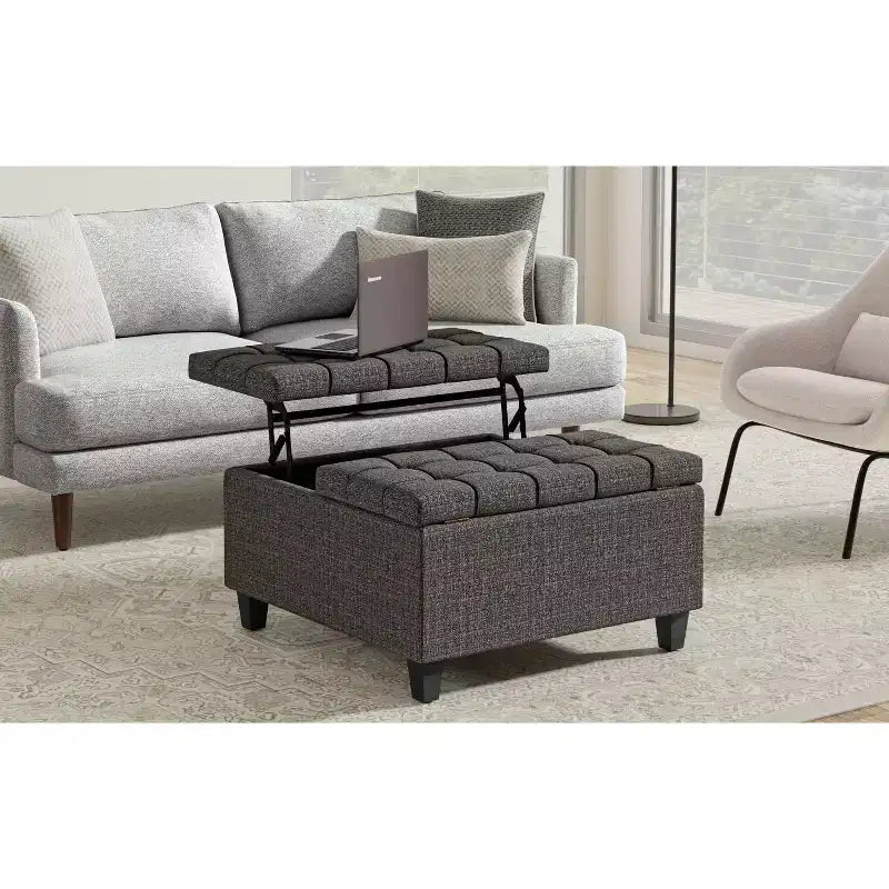 Ottoman de rangement carré et transitoire Elliot de 76 cm de large