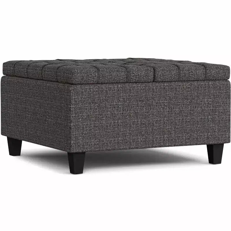 Ottoman de rangement carré et transitoire Elliot de 76 cm de large