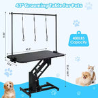 Table de toilettage professionnelle hydraulique pour chiens de petite, moyenne et grande taille, table réglable robuste avec bras supérieur et 3 laisses, hauteur 56-99 cm