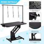 Table de toilettage professionnelle hydraulique pour chiens de petite, moyenne et grande taille, table réglable robuste avec bras supérieur et 3 laisses, hauteur 56-99 cm