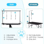 Table de toilettage professionnelle hydraulique pour chiens de petite, moyenne et grande taille, table réglable robuste avec bras supérieur et 3 laisses, hauteur 56-99 cm