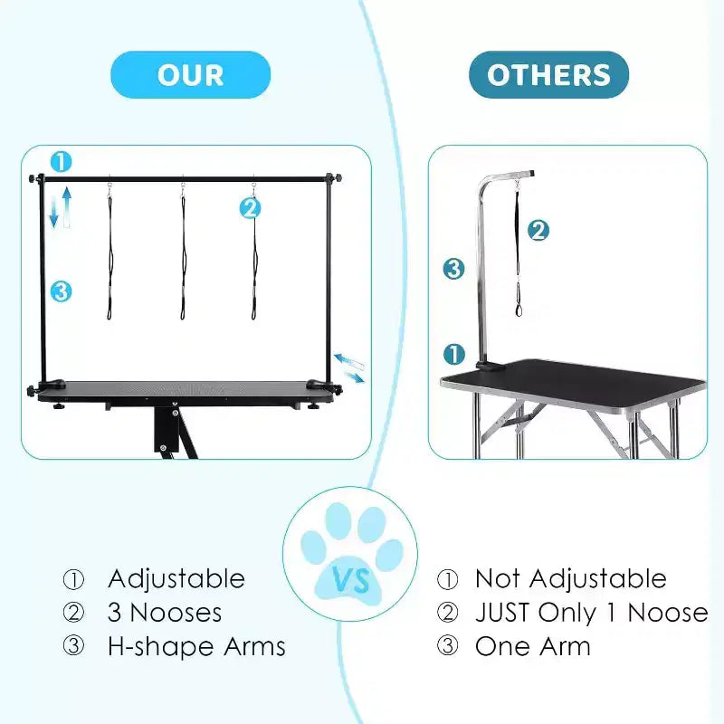 Table de toilettage professionnelle hydraulique pour chiens de petite, moyenne et grande taille, table réglable robuste avec bras supérieur et 3 laisses, hauteur 56-99 cm