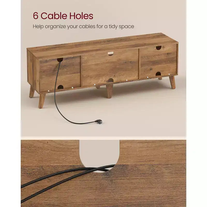 Meuble TV VASAGLE pour téléviseurs 65 pouces, Centre de divertissement avec étagère réglable, Table console multimédia de 147 cm de long, pour salon, chambre