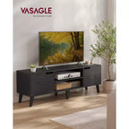 Meuble TV VASAGLE pour téléviseurs 65 pouces, Centre de divertissement avec étagère réglable, Table console multimédia de 147 cm de long, pour salon, chambre