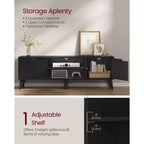 Meuble TV VASAGLE pour téléviseurs 65 pouces, Centre de divertissement avec étagère réglable, Table console multimédia de 147 cm de long, pour salon, chambre