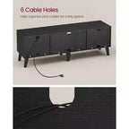 Meuble TV VASAGLE pour téléviseurs 65 pouces, Centre de divertissement avec étagère réglable, Table console multimédia de 147 cm de long, pour salon, chambre