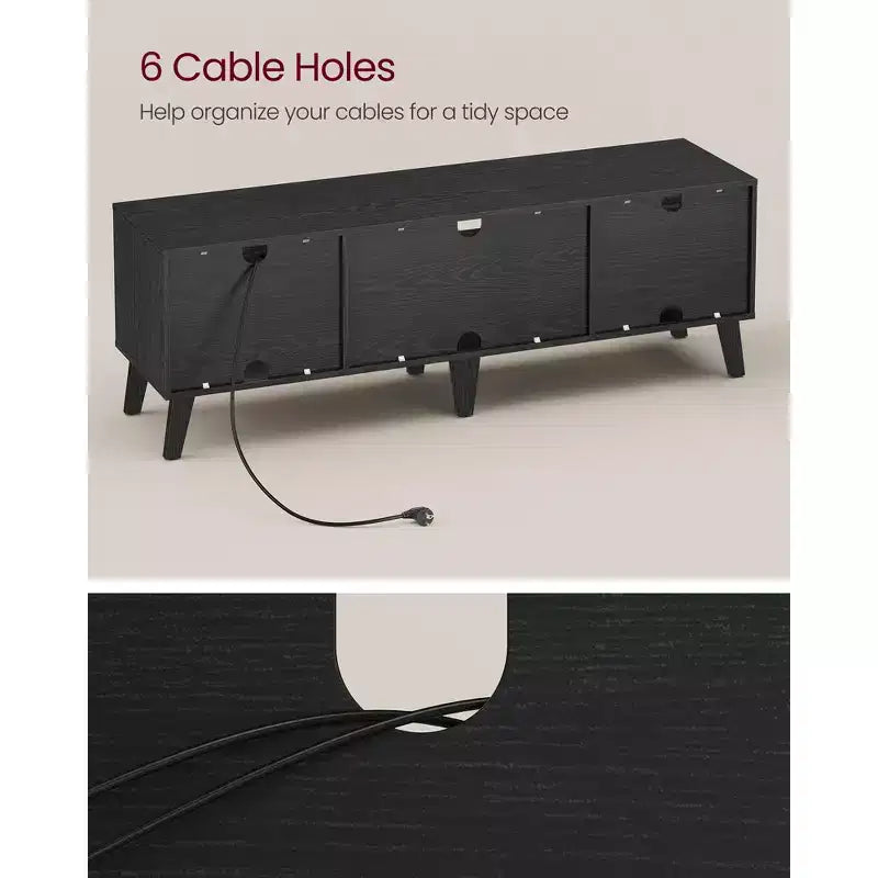 Meuble TV VASAGLE pour téléviseurs 65 pouces, Centre de divertissement avec étagère réglable, Table console multimédia de 147 cm de long, pour salon, chambre