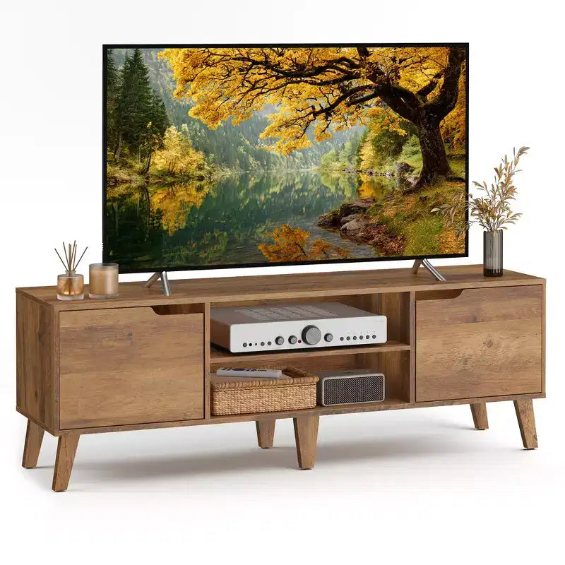 Meuble TV VASAGLE pour téléviseurs 65 pouces, Centre de divertissement avec étagère réglable, Table console multimédia de 147 cm de long, pour salon, chambre