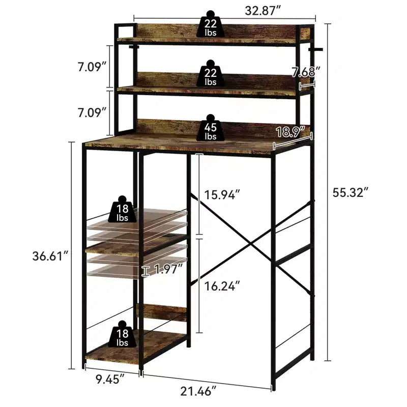 Support pour mini-réfrigérateur avec étagères de rangement, Meuble pour mini-réfrigérateur compact, Organiseur réversible gauche/droite avec prise de courant