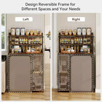 Support pour mini-réfrigérateur avec étagères de rangement, Meuble pour mini-réfrigérateur compact, Organiseur réversible gauche/droite avec prise de courant