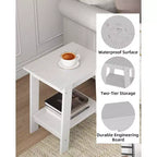 Table d'appoint Acekool avec étagère de rangement à 2 niveaux, table de chevet étroite moderne, petite table d'appoint pour salon et chambre à coucher, montage facile