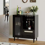 Meuble de bar à vin et café moderne avec porte en verre trempé, buffet de rangement pour liqueurs avec tiroirs pour cuisine, salle à manger et salon