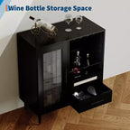 Meuble de bar à vin et café moderne avec porte en verre trempé, buffet de rangement pour liqueurs avec tiroirs pour cuisine, salle à manger et salon