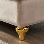 MAYEERTY Canapé méridienne en velours avec pieds en métal doré et oreiller rond pour le salon, beige