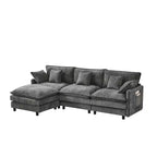 102 Canapé Sectionnel Moderne avec Ottoman, Coussins Double Couche, Canapé Nuage en Tissu Doux pour Salons, Appartements ou Lounges-Panipeachy