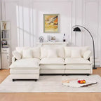 102 Canapé Sectionnel Moderne avec Ottoman, Coussins Double Couche, Canapé Nuage en Tissu Doux pour Salons, Appartements ou Lounges-Panipeachy