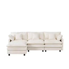 102 Canapé Sectionnel Moderne avec Ottoman, Coussins Double Couche, Canapé Nuage en Tissu Doux pour Salons, Appartements ou Lounges-Panipeachy