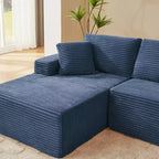 103 Canapé modulable moderne avec méridienne, canapé d'angle en velours côtelé avec assise profonde pour petit salon ou salle familiale - Panipeachy
