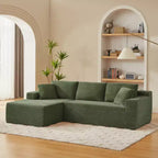 103 Canapé modulable moderne avec méridienne, canapé d'angle en velours côtelé avec assise profonde pour petit salon ou salle familiale - Panipeachy