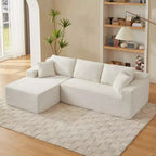 103 Canapé modulable moderne avec méridienne, canapé d'angle en velours côtelé avec assise profonde pour petit salon ou salle familiale - Panipeachy