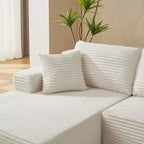 103 Canapé modulable moderne avec méridienne, canapé d'angle en velours côtelé avec assise profonde pour petit salon ou salle familiale - Panipeachy