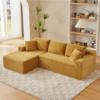 103 Canapé modulable moderne avec méridienne, canapé d'angle en velours côtelé avec assise profonde pour petit salon ou salle familiale - Panipeachy