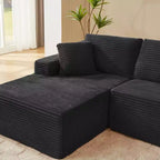 103 Canapé modulable moderne avec méridienne, canapé d'angle en velours côtelé avec assise profonde pour petit salon ou salle familiale - Panipeachy