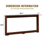 JVNOXK Table d'appoint de rangement texturée ondulée de 70,1 pouces, design en bois étroit, idéale pour être placée derrière les canapés, parfaite pour les entrées. Noyer