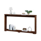 JVNOXK Table d'appoint de rangement texturée ondulée de 70,1 pouces, design en bois étroit, idéale pour être placée derrière les canapés, parfaite pour les entrées. Noyer