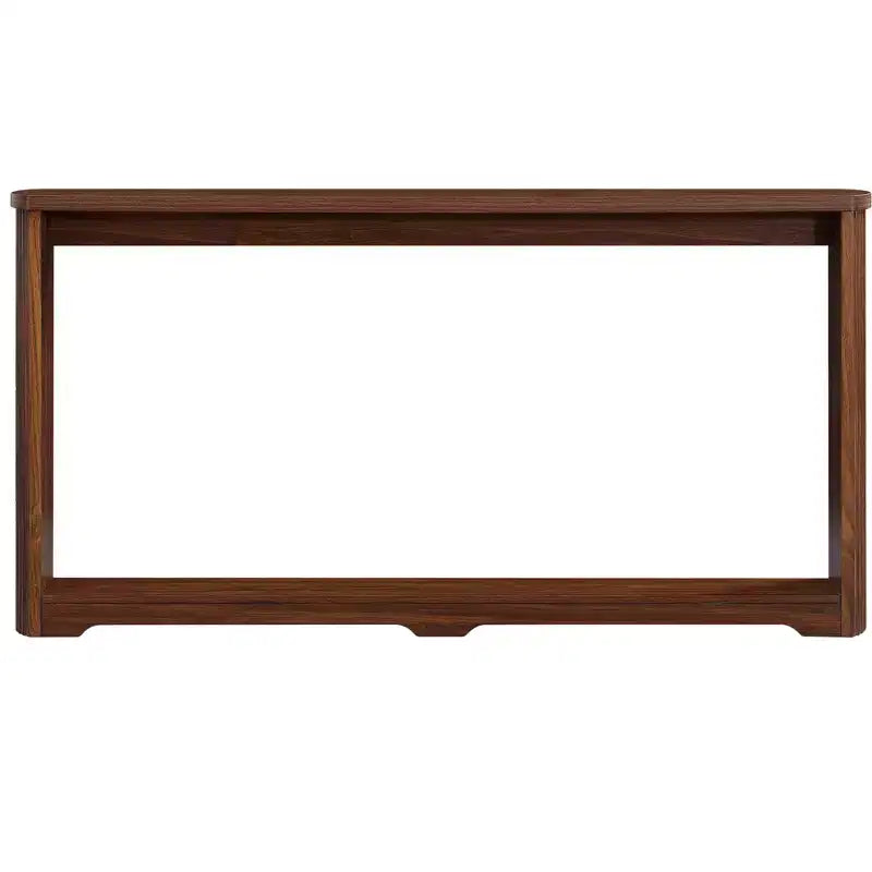 JVNOXK Table d'appoint de rangement texturée ondulée de 70,1 pouces, design en bois étroit, idéale pour être placée derrière les canapés, parfaite pour les entrées. Noyer