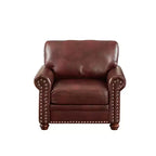 MAYEERTY Chaise canapé confortable en éponge à haute élasticité avec revêtement en cuir PU, clous argentés, cadre en métal massif pour salon, bordeaux