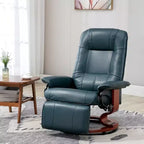 Fauteuil inclinable manuel en similicuir HOMCOM, fauteuil de relaxation pivotant réglable avec repose-pieds, accoudoir et base en bois enveloppée pour salon