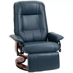 Fauteuil inclinable manuel en similicuir HOMCOM, fauteuil de relaxation pivotant réglable avec repose-pieds, accoudoir et base en bois enveloppée pour salon