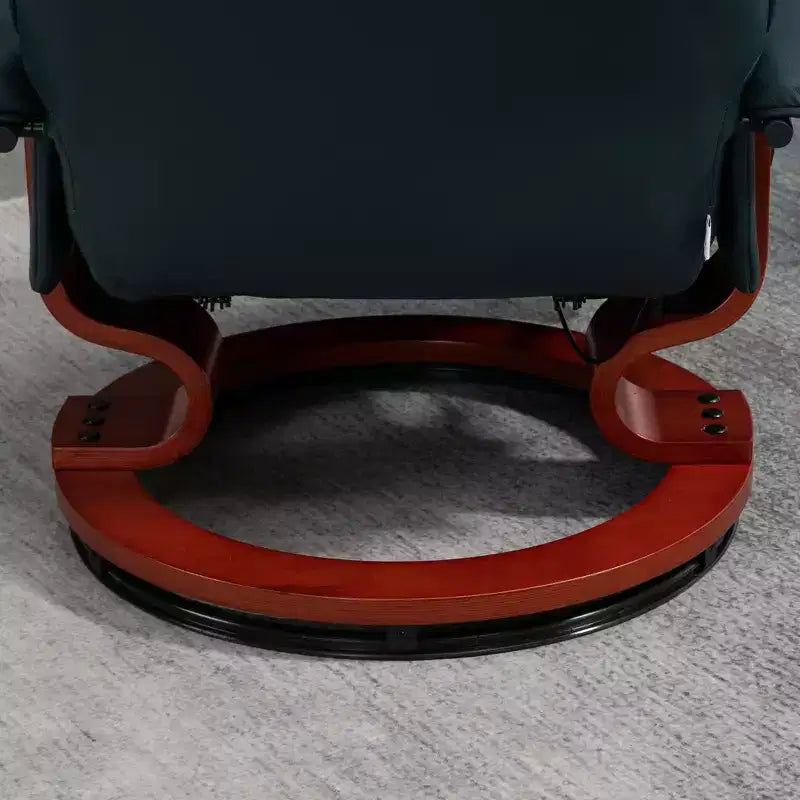 Fauteuil inclinable manuel en similicuir HOMCOM, fauteuil de relaxation pivotant réglable avec repose-pieds, accoudoir et base en bois enveloppée pour salon