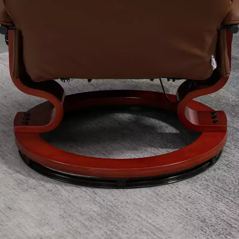 Fauteuil inclinable manuel en similicuir HOMCOM, fauteuil de relaxation pivotant réglable avec repose-pieds, accoudoir et base en bois enveloppée pour salon