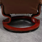 Fauteuil inclinable manuel en similicuir HOMCOM, fauteuil de relaxation pivotant réglable avec repose-pieds, accoudoir et base en bois enveloppée pour salon