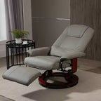 Fauteuil inclinable manuel en similicuir HOMCOM, fauteuil de relaxation pivotant réglable avec repose-pieds, accoudoir et base en bois enveloppée pour salon