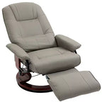 Fauteuil inclinable manuel en similicuir HOMCOM, fauteuil de relaxation pivotant réglable avec repose-pieds, accoudoir et base en bois enveloppée pour salon