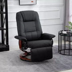 Fauteuil inclinable manuel en similicuir HOMCOM, fauteuil de relaxation pivotant réglable avec repose-pieds, accoudoir et base en bois enveloppée pour salon