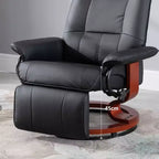 Fauteuil inclinable manuel en similicuir HOMCOM, fauteuil de relaxation pivotant réglable avec repose-pieds, accoudoir et base en bois enveloppée pour salon