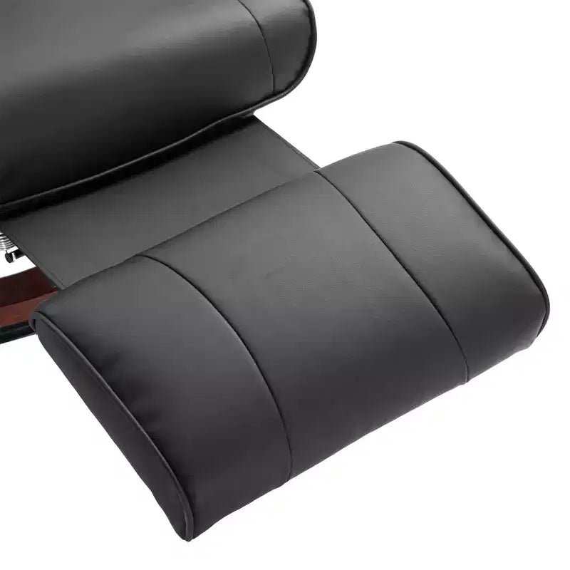 Fauteuil inclinable manuel en similicuir HOMCOM, fauteuil de relaxation pivotant réglable avec repose-pieds, accoudoir et base en bois enveloppée pour salon