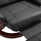 Fauteuil inclinable manuel en similicuir HOMCOM, fauteuil de relaxation pivotant réglable avec repose-pieds, accoudoir et base en bois enveloppée pour salon