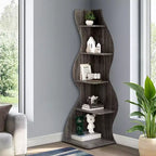TUYOHW Étagère d'angle murale, bibliothèque flottante à 5 niveaux pour la maison moderne - Unité de rangement et de présentation peu encombrante, gris