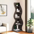 TUYOHW Étagère d'angle murale, bibliothèque flottante à 5 niveaux pour la maison moderne - Unité de rangement et de présentation peu encombrante, gris