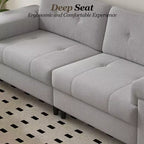 Canapé moderne 3 places de 85 pouces pour salon, canapé en chenille avec assise profonde, accoudoirs larges réglables et dossier moelleux, canapé de chambre confortable capitonné