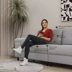 Canapé moderne 3 places de 85 pouces pour salon, canapé en chenille avec assise profonde, accoudoirs larges réglables et dossier moelleux, canapé de chambre confortable capitonné